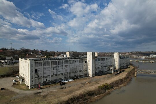 White Mill Dan River Falls Redevelopment, Danville Virginia Aerial