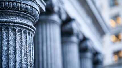 Obraz premium Close Up of Ornate Stone Pillars Symbolizing Justice, Law, and Government Architecture