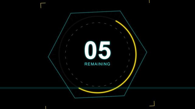Digital futuristic countdown timer hud interface animation