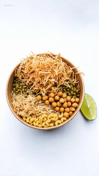 Egyptian Koshari Bowl with Chickpeas Fried Onions Rice Pasta Lentils Traditional Street Food