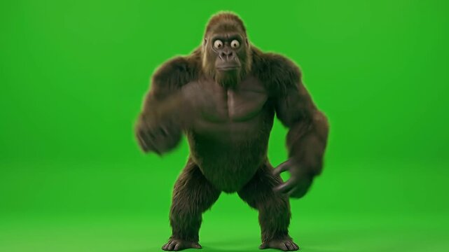 Gorilla Exaggerated Too-Hot Coffee Sip Meme Dance, Funny Full Body Shiver Pantomime.