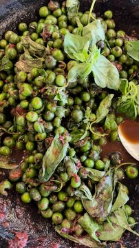 Karedok leunca. A traditional sambal from West Java, Indonesia.