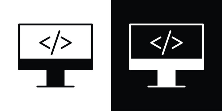 Display code icon outline pictogram series