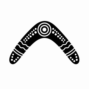 Traditional Aboriginal Boomerang with Tribal Design.
