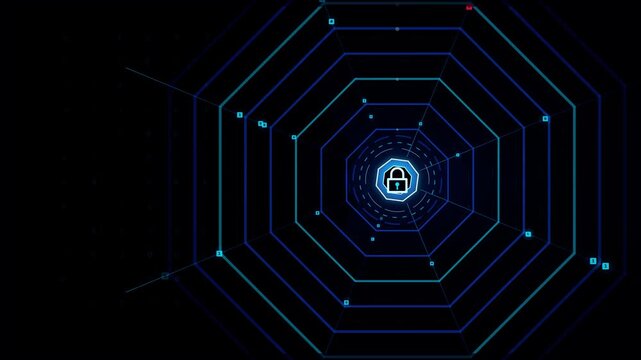 Encrypted binary code tunnel cyber security background