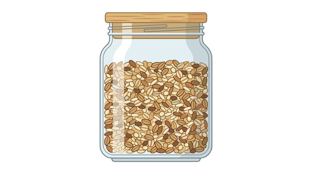Glass Jar Filled With Assorted Grains and Seeds