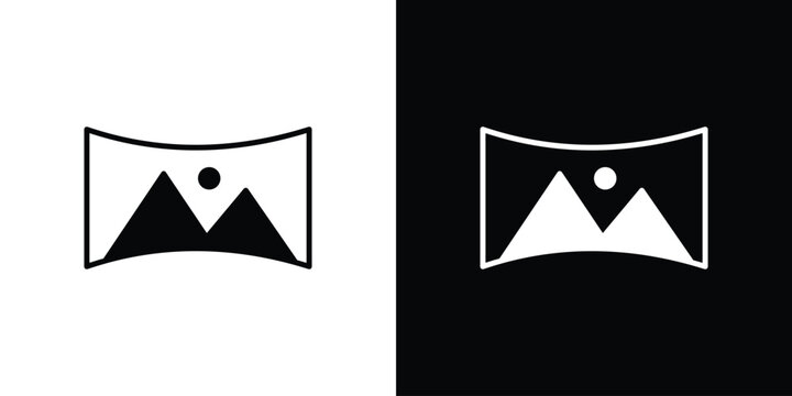Panoramic icon outline pictogram series