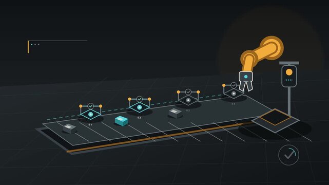 Robot automation workflow process concept animation