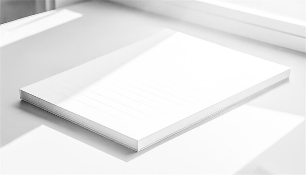 Blank white spiral notebook mockup with soft shadow