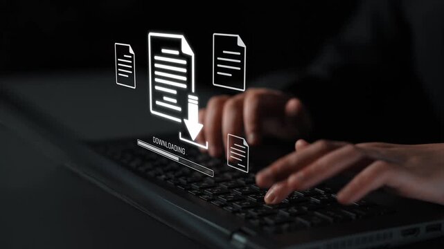 Visual representation of digital document downloading, showing file transfer, data access, and progress status for secure and efficient information retrieval Marrow
