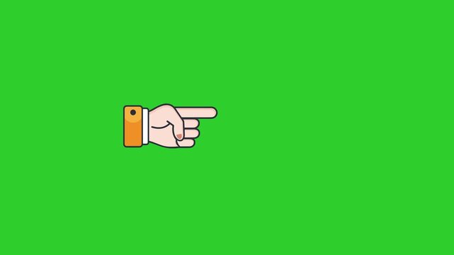4K Hand Arrow Pointer Graphic, 2D Animated Directional Cursor on green screen, Playful Doodle Navigation Asset hand drawn animation