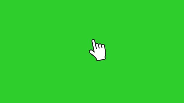 4K Animated hand click on green screen for motion graphics. Easy chroma key removal to overlay tap gesture on any project, app demo, or presentation.