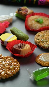 Traditional handmade Mexican confectionery over a dark background