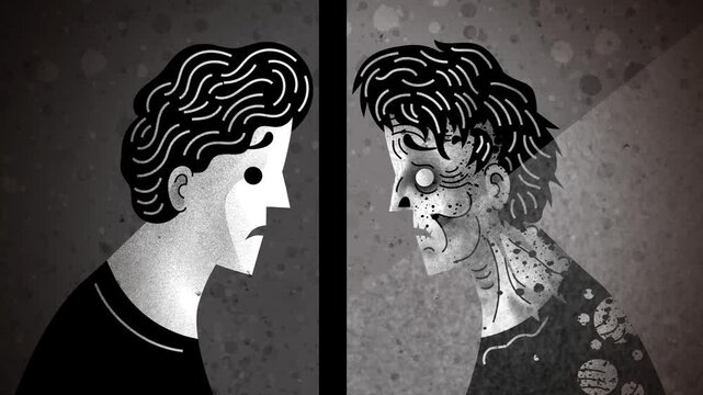 person with cotard syndrome seeing themselves as deceased in a mirror