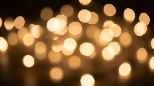 Golden bokeh lights on a dark festive background.