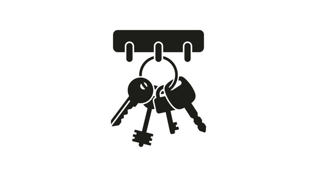 key ring with hanging keys silhouette lock security access entrance protection safety