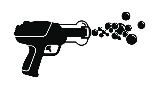 bubble gun silhouette on white background black playful toy fun childhood games