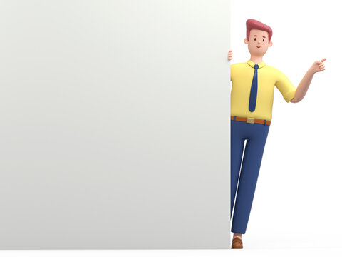 3D people holding an empty white board for insert a concept