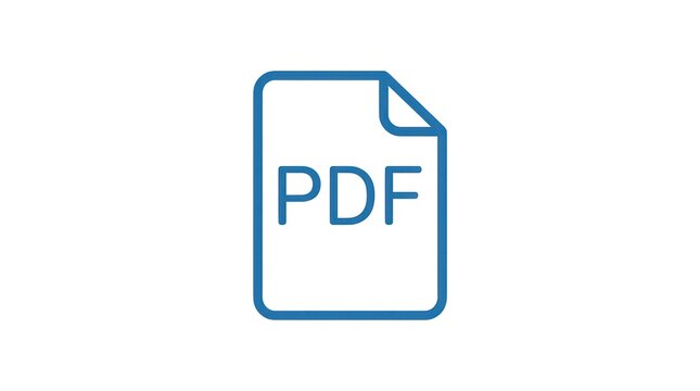 Clean and modern blue outline PDF document file format icon graphic illustration for digital use