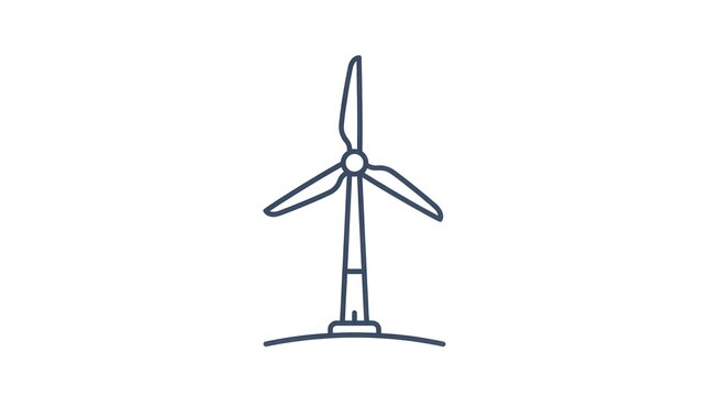 Simple Line Art Icon of a Wind Turbine on a White Background