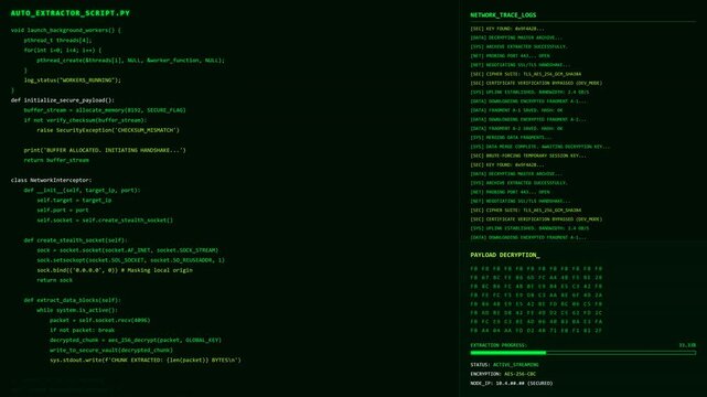 Auto Extractor Script Payload Decryption Hacking Animation.