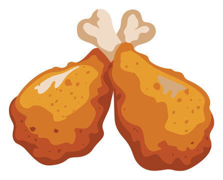 Dos muslos de pollo frito crujiente aislados sobre fondo blanco