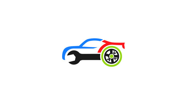 A colorful graphic icon representing automotive repair and maintenance services