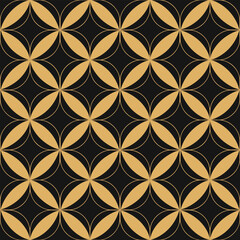 Fototapeta premium Luxury golden flower artwork with seamless circles, vintage tile ornament, botanical symmetry, abstract mandala inspiration, ideal for home decor, fabric printing, wallpapers, and high-end fashion pat