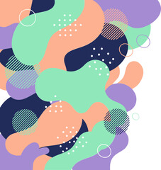 Fototapeta premium Modern Abstract Background with Pastel Fluid Blobs and Memphis Patterns