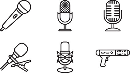 Six different types of microphones icon set Vector © mahafuza
