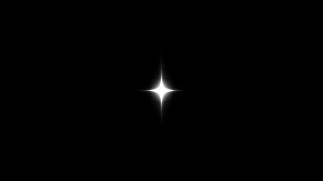 Fairy twinkle stars animation, glowing glitter sparkle, black background, white blinking star effect, fairy retro shining movement, festive holiday decoration, seamless looping vector doodles, 4K