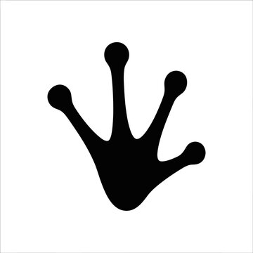 Black Silhouette Vector Illustration of a Single Frog Footprint Showing Distinct Webbed Toes for Wildlife Tracking and Nature Graphics
