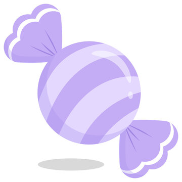 Cute Kawaii Pastel Purple Striped Candy Vector Icon