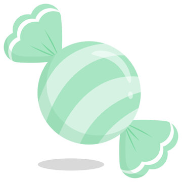  Cute Kawaii Pastel Mint Green Striped Candy Icon