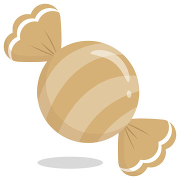 Cute Kawaii Pastel Brown Striped Candy Vector Icon