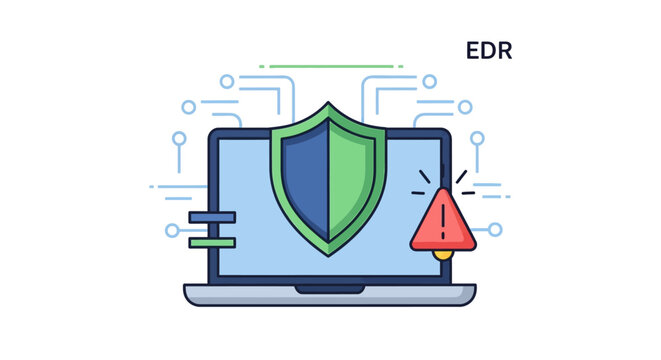 EDR Endpoint Detection and Response cybersecurity concept illustration.