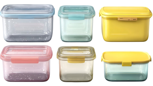 Green Plastic Food Container Isolated on White Background, Empty Square Storage Box for Kitchen Packaging, Lunch and Takeaway Food Container Object