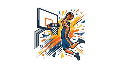 Basketball Player Slam Dunk Vector Illustration © suris