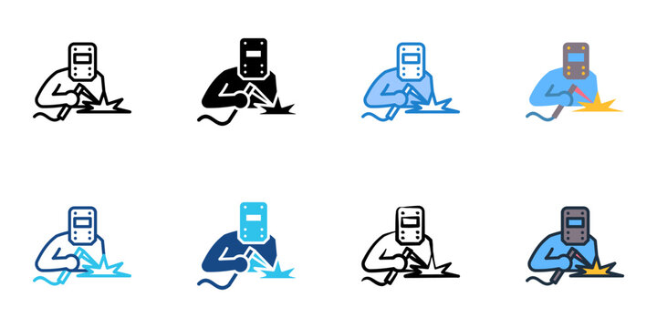 Welding icons set multiple style collection. Editable stroke 