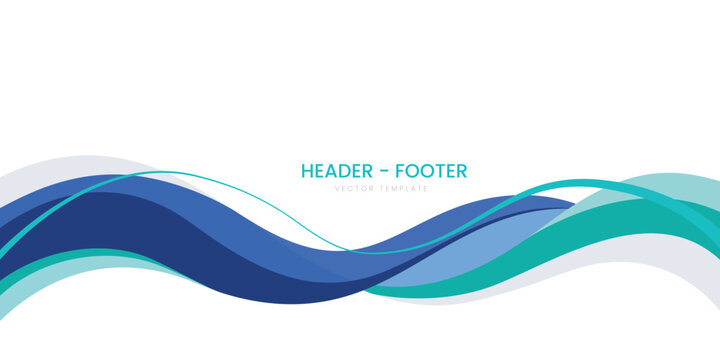 Abstract wave vector illustration with blue and teal fluid lines for modern web headers