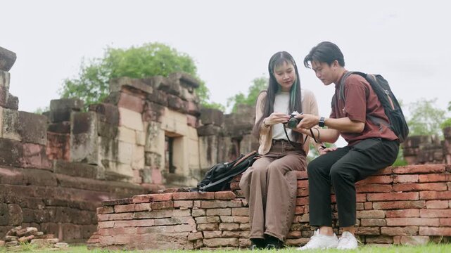 Cheerful Couple Taking Photo at Heritage Site Part 94