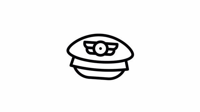 Pilot Hat minimalist stroke animation