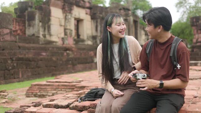 Asian Tourists Walking Past White Sanctuary Part 97