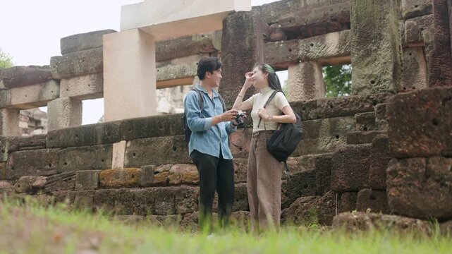 Young Backpackers Navigating Stone Castle Site Part 105