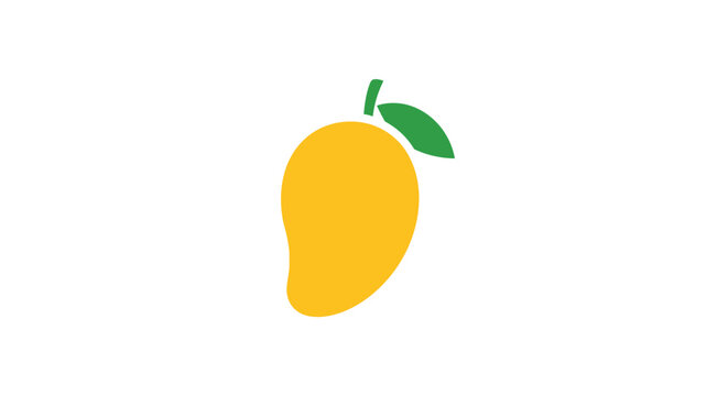 A simple flat vector illustration of a ripe yellow mango fruit icon