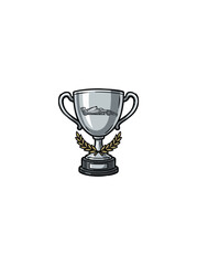 Obraz premium Simple Silver Trophy With Formula 1 Car Motif And Laurel Wreath Accents For Racing Theme Vector Illustration