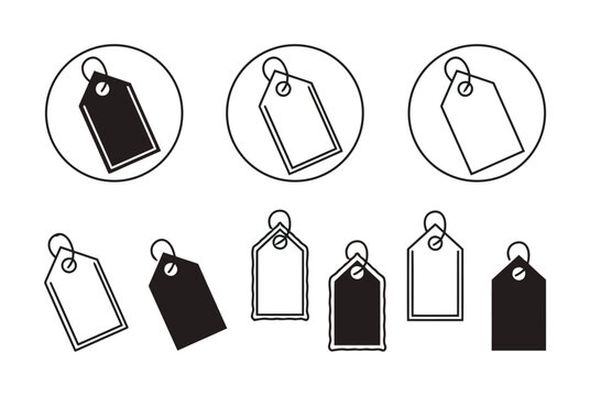 Conjunto de etiquetas de precio y r&oacute;tulos en blanco y negro para venta minorista y compras
