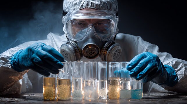 Engineers handling rare earth precursor chemicals with strict safety
