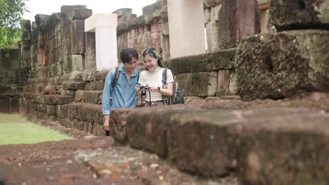 Tourists Holding Phone for Selfie at Ruins Part 109