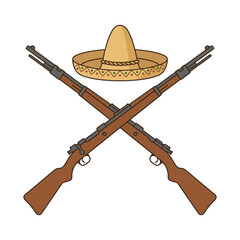 Obraz premium Crossed rifles and sombrero, symbols of Mexican heritage